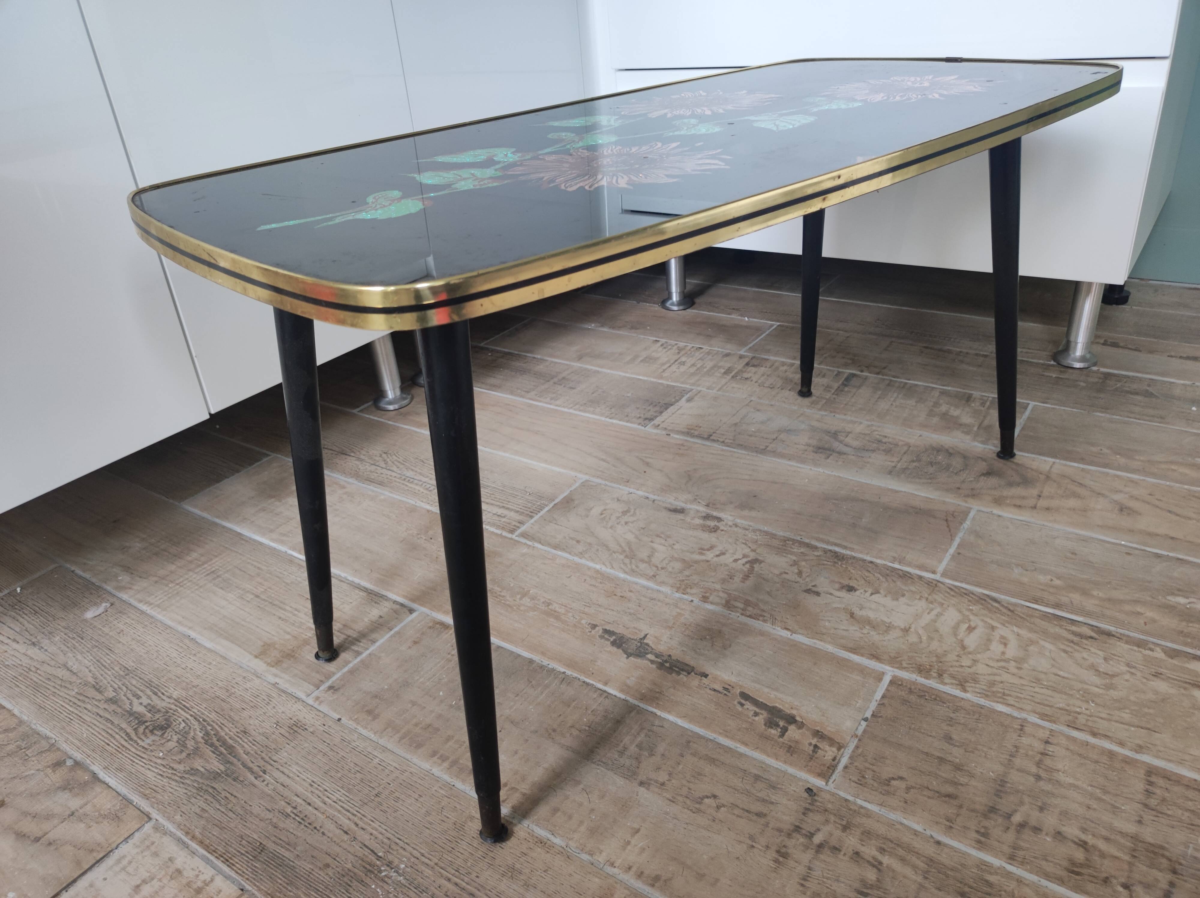 Coffee table cocktail feet compass vintage 60