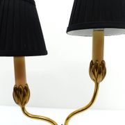 Bronze water lily lamp with two arms, Lucien Gau, France 1990