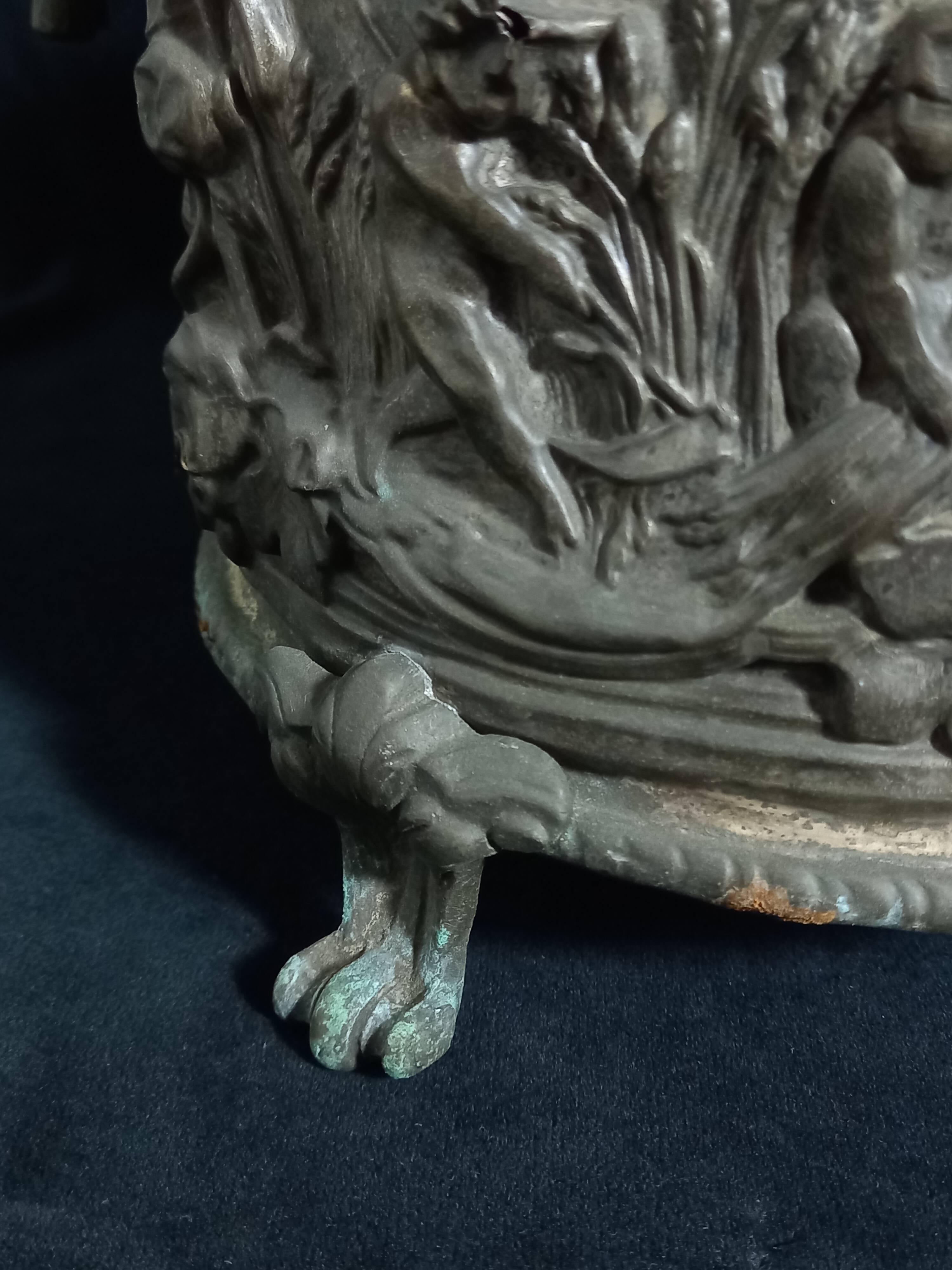 Pair of 19th Century Copper-Brass Plant Pots With Repoussé Putti