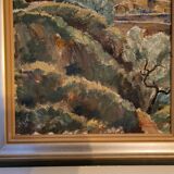 Peinture à l'huile De Hans Lindén /1938 / San Gimignano Italie