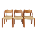 Set of 6 Niels Otto Møller Model 71 Dining Chairs, 1960s, Danish Vintage