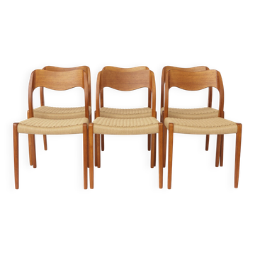 Set of 6 dining chairs Niels Otto Møller Model 71, 1960s, Danish vintage