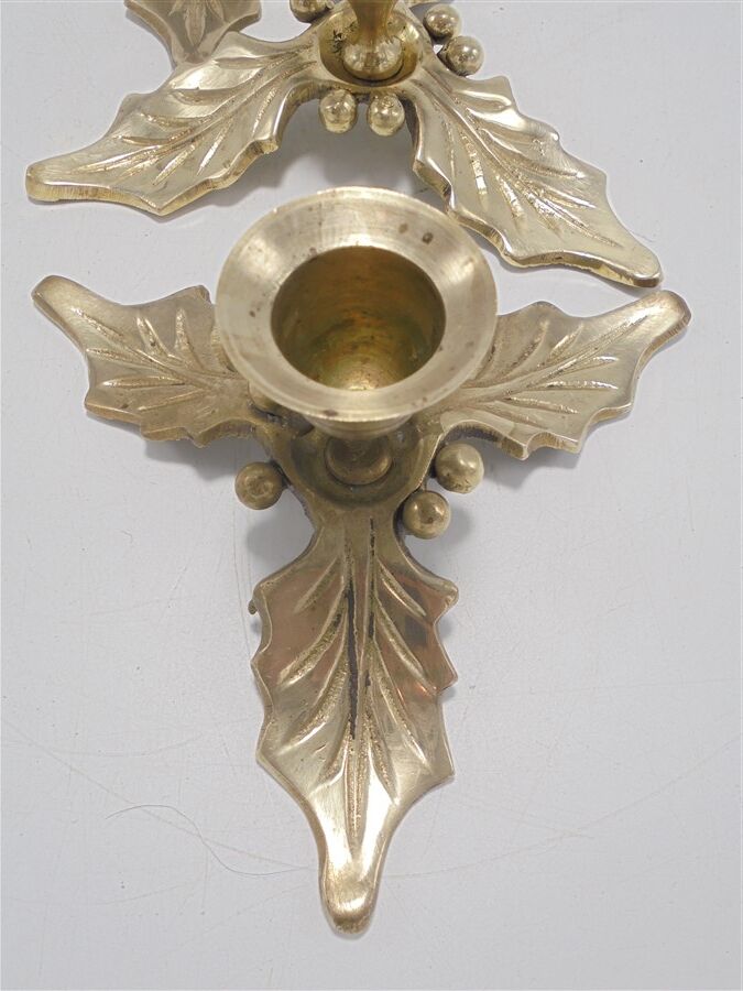 Trio of brass candle holders décor holly