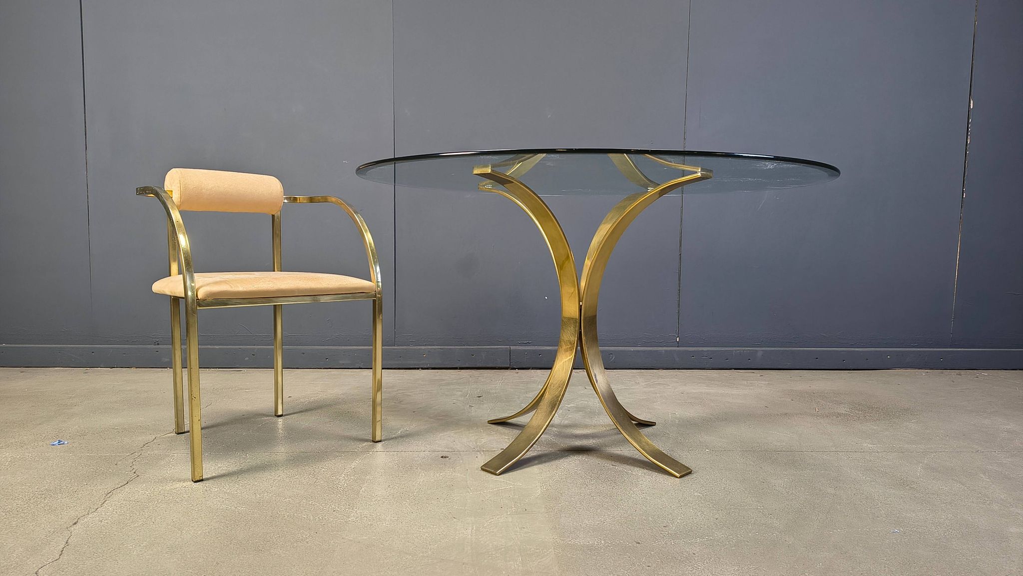 Vintage brass dining set by Belgochrom, 1970s