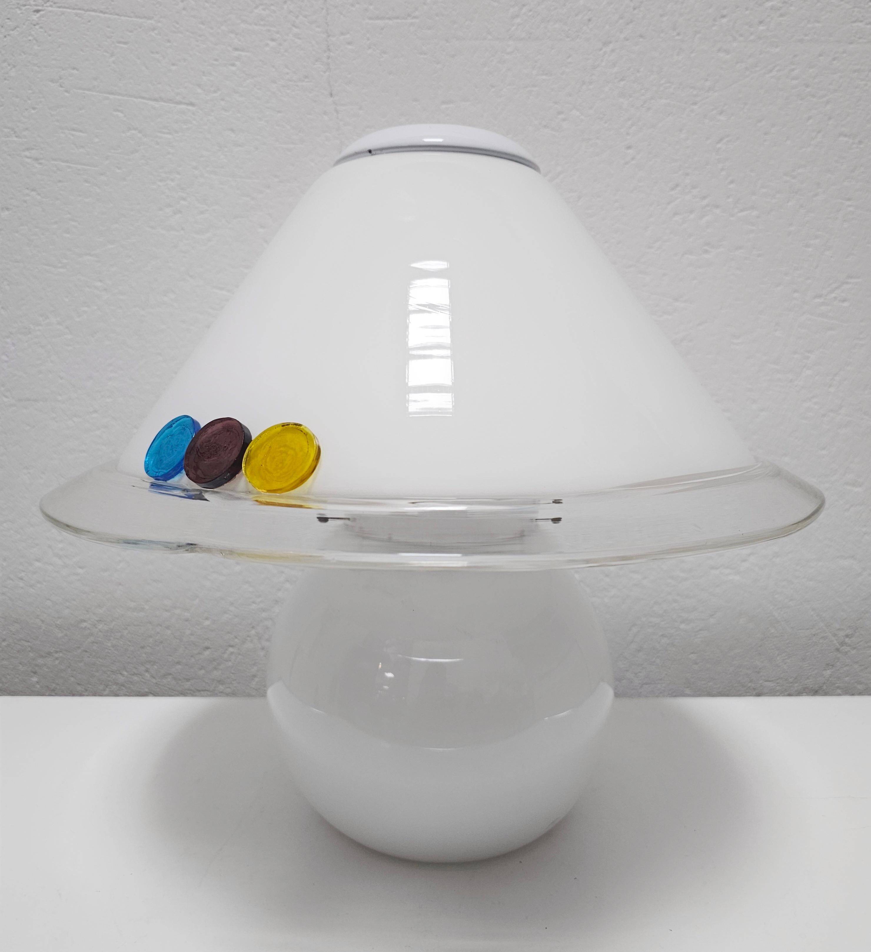 Murano glass table lamp in mushroom shape, Mid Century Modern, 1970s