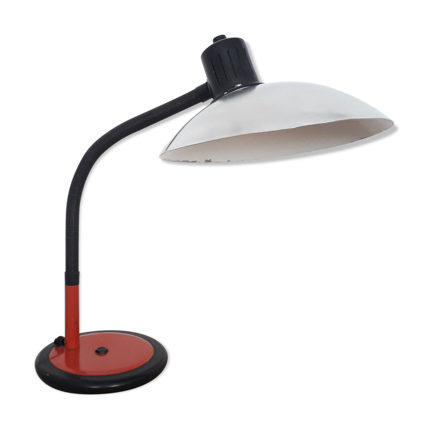 Adjustable desk lamp in lacquered metal and brushed aluminum- 1960s