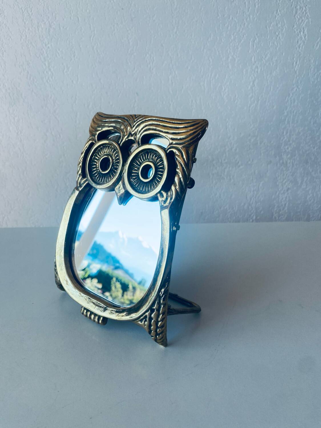 Miroir chouette en laiton