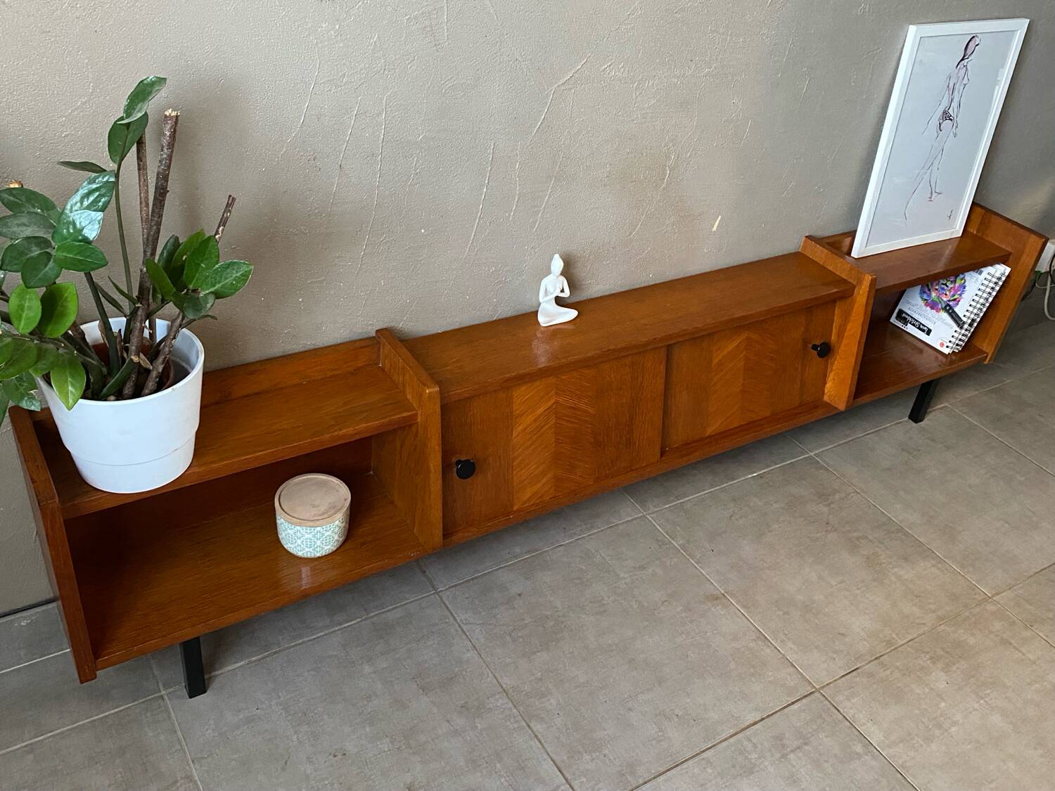 Vintage wooden sideboard from the 60s (shallow)