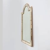 Grand miroir vénitien en mosaïque trapèze du XXe siècle avec guirlandes en laiton