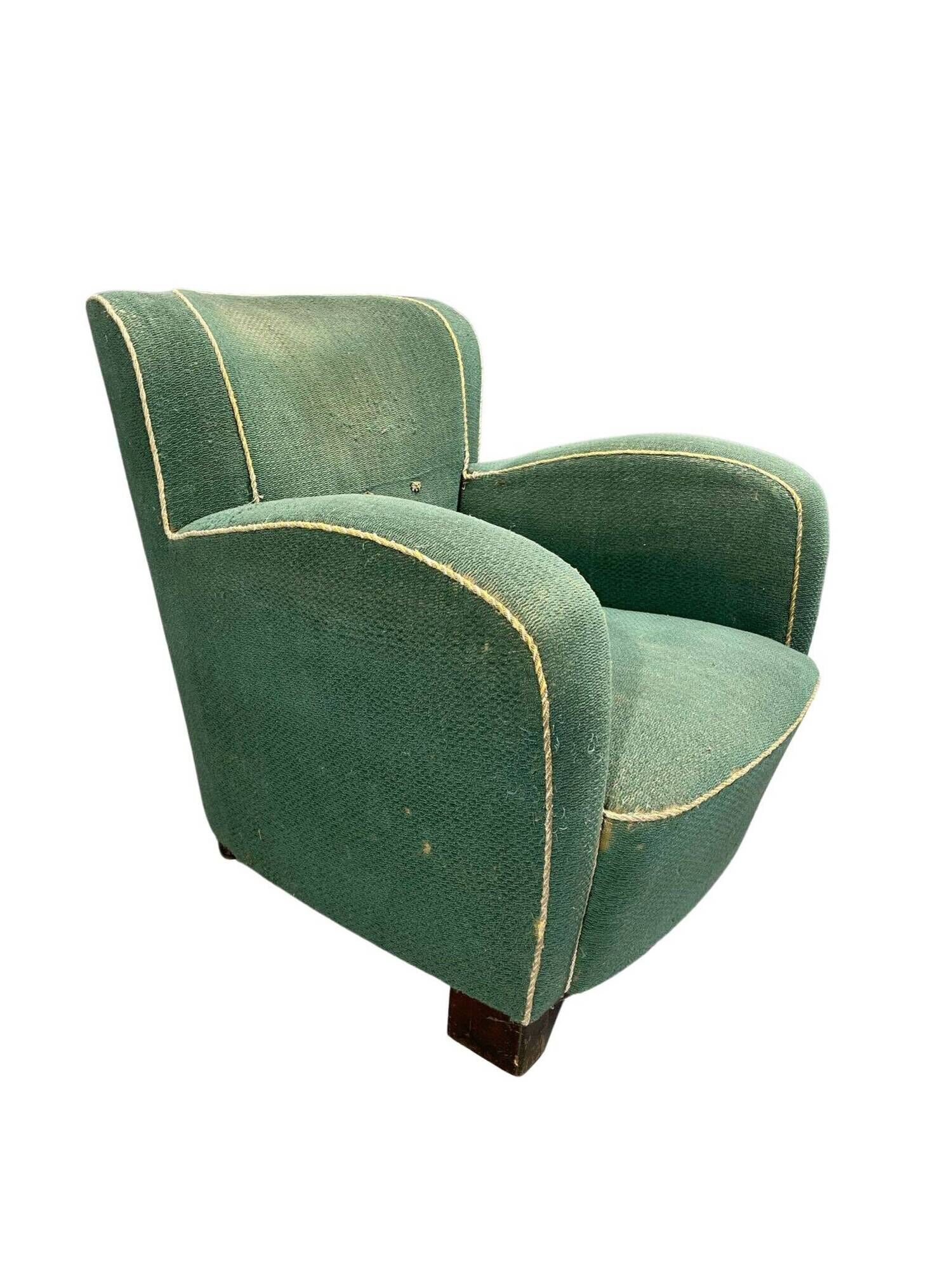 Fauteuil Art déco danois en mohair vert, années 1930-1940