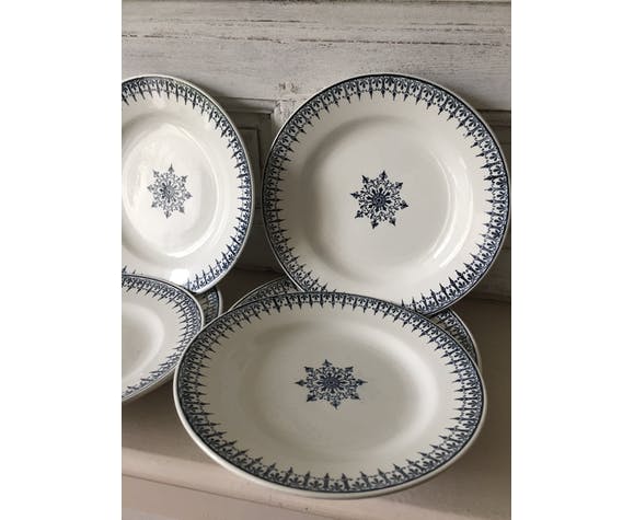 6 flat plates Saint Amand blue decor 4017 Primax model