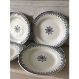 6 assiettes plates Saint Amand décor bleu 4017 modèle Primax