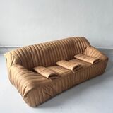 Camel leather 3-seater sofa attributed to Annie Hieronimus for Cinna Ligne Roset, 1973
