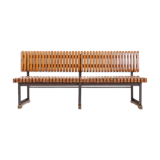 Industrial bench with seating and slatted back - 1950s