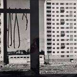 Vintage black and white photograph of Cité Moderne, framed, 42 x 52 cm.