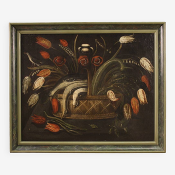 Tableau, huile sur toile nature morte du XVIIIe siècle