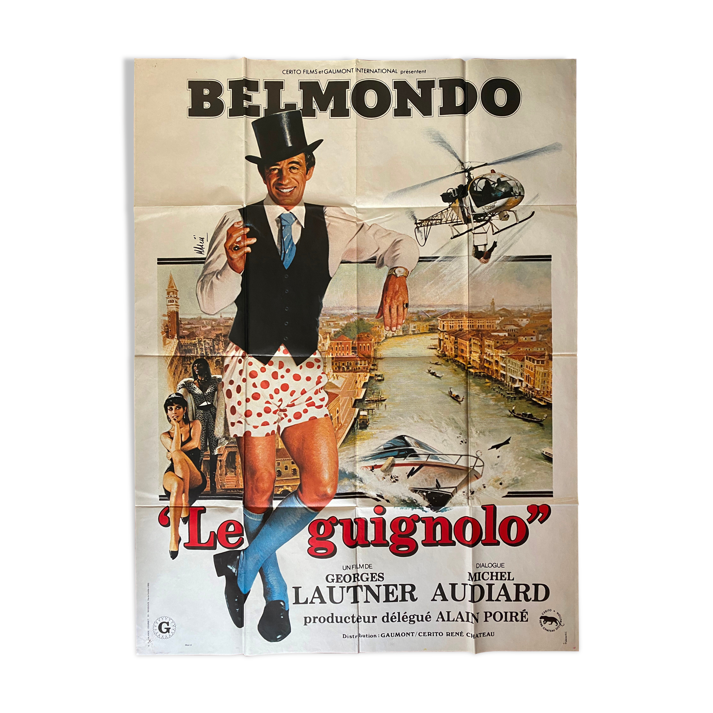 Original cinema poster "Le Guignolo" Jean-Paul Belmondo 120x160cm 1980