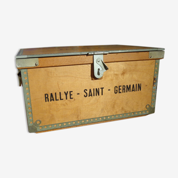 Vintage wooden box Rallye Saint-Germain metal frame