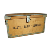 Caisse bois vintage Rallye Saint-Germain cadre métallique
