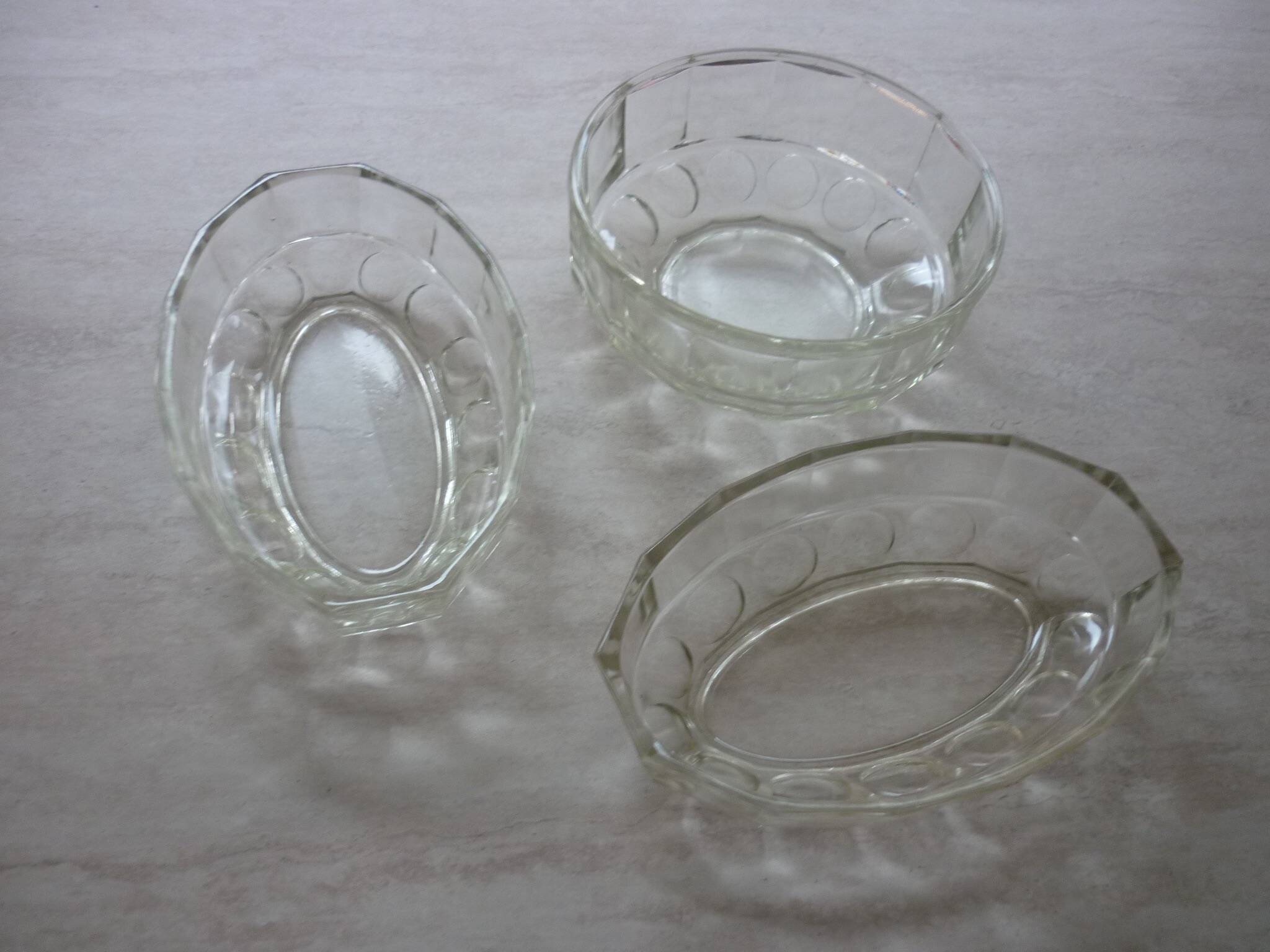 Pair of large old art deco glass ramekins