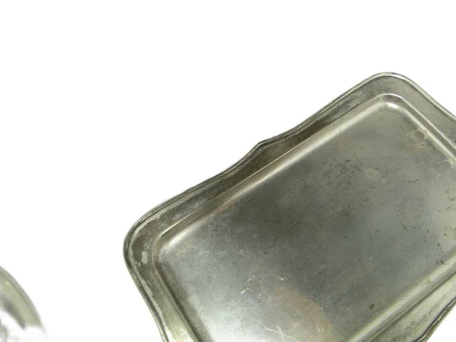 AAN Business Card Tray, Art Nouveau / Art Deco, Silver-Plated Brass