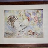 Watercolor Rooster Signed and Dated