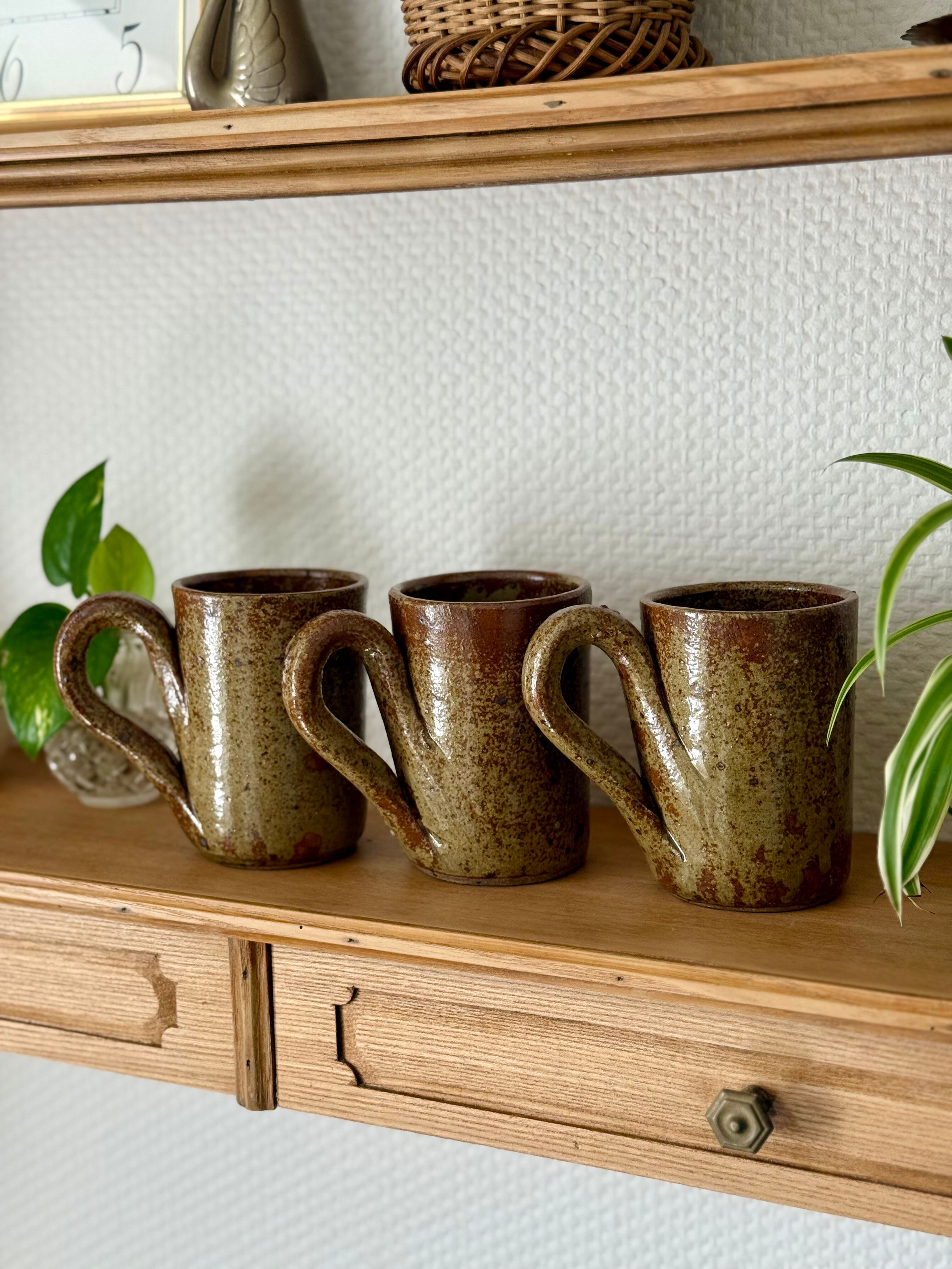 3 pyrite stoneware mugs