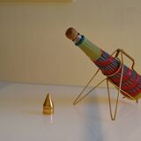 Scoubidou bottle or carafe and its Spoutnik Rocket support Space Age