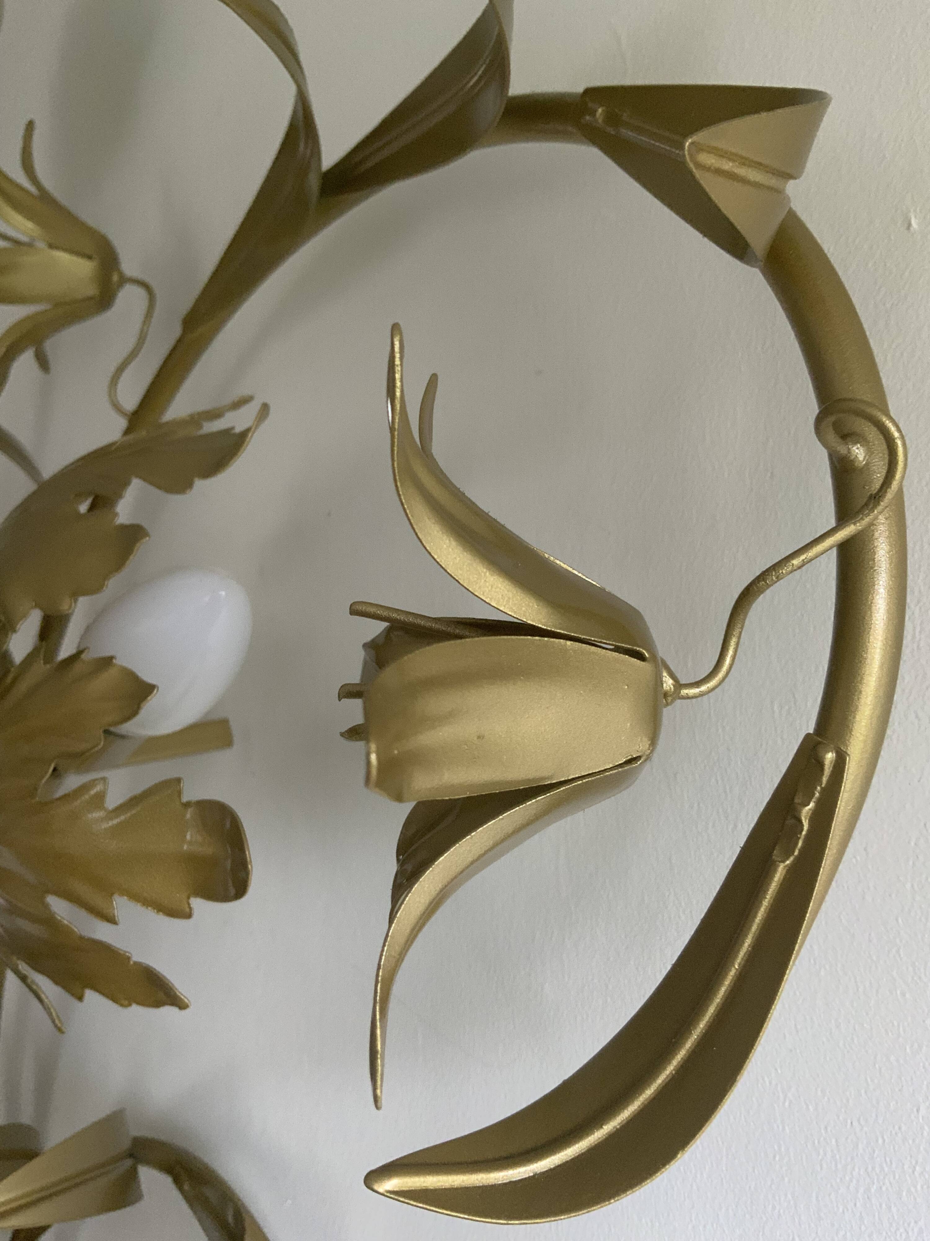 Tableau Mural Feuilles Dorées 3D Métal - 72cm X 47cm - Déco Florale Moderne - Pour Salon, Chambre, Bureau