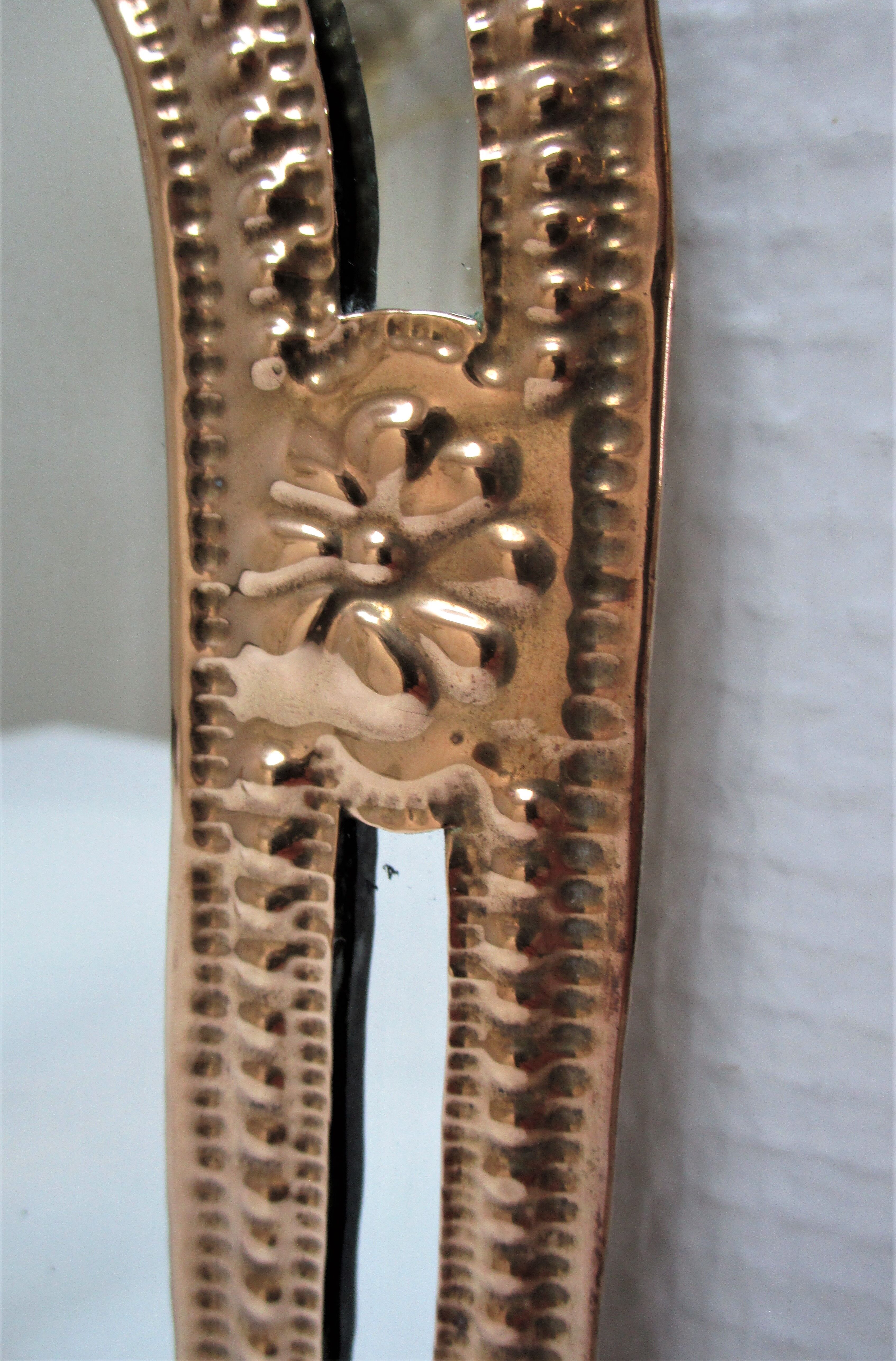 Two 70s patinated brass mirrors