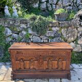 Richly carved solid oak chest from the 17th century