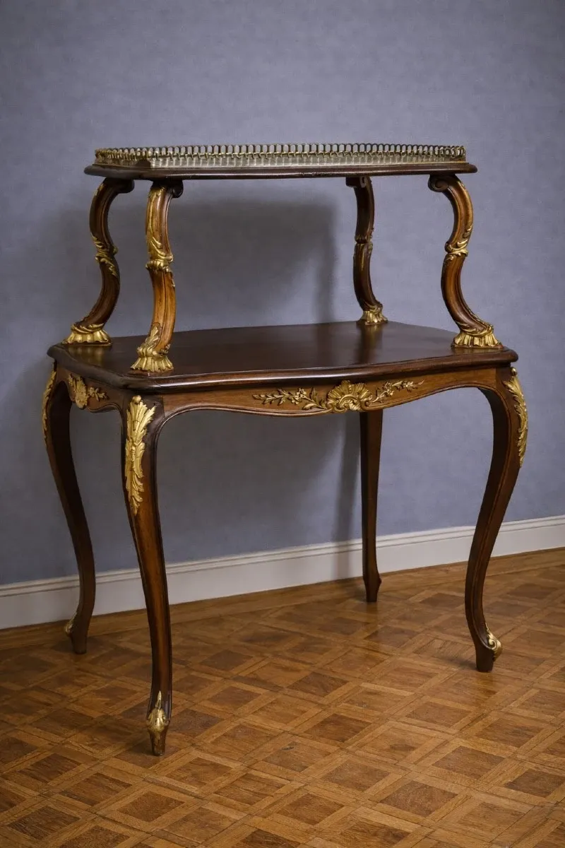 Louis XV style console table with two tiers.