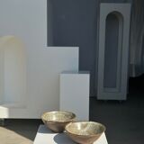 Duo of ceramic bowls interior glazed exterior matt raw earth