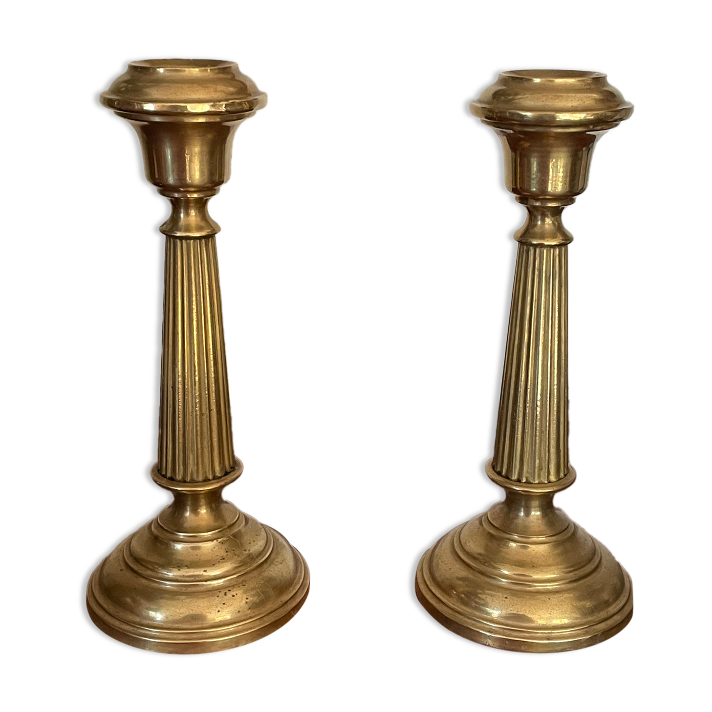 Pair of brass candle holders XIXth