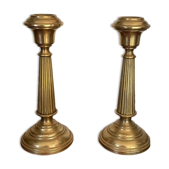 Pair of brass candle holders XIXth