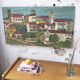 Huile sur bois « ville » Bernier