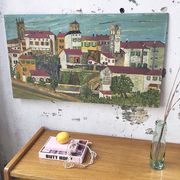Oil on wood "city" Bernier