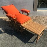 Rattan long chair and cushion