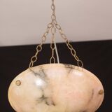 Art Decò Albaster white and pink chandelier, 1950s