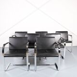 Set of 6+1 Mies van der Rohe Brno black Bauhaus chairs