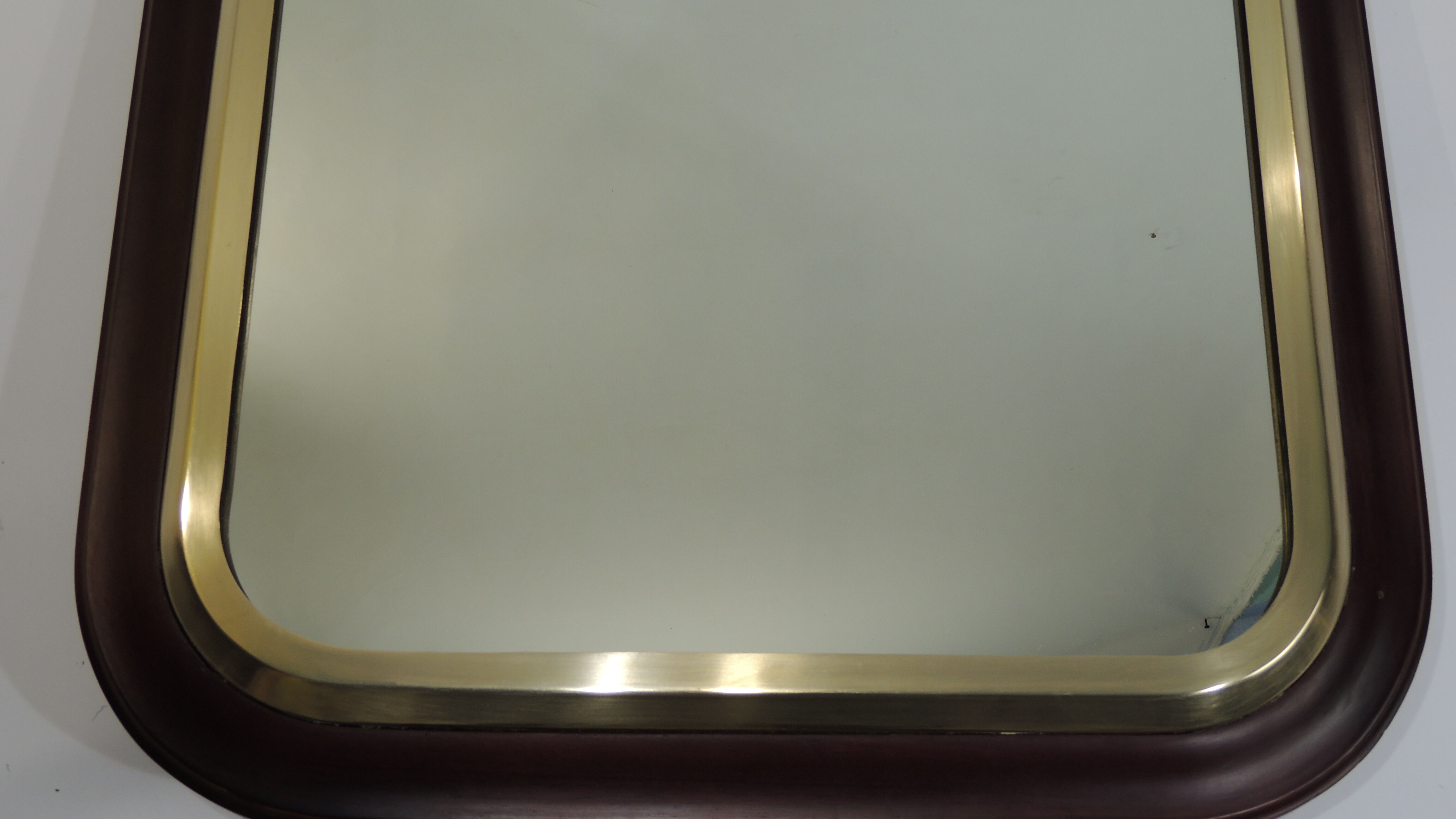 Square mirror mahogany and brass / vintage 60x60cm