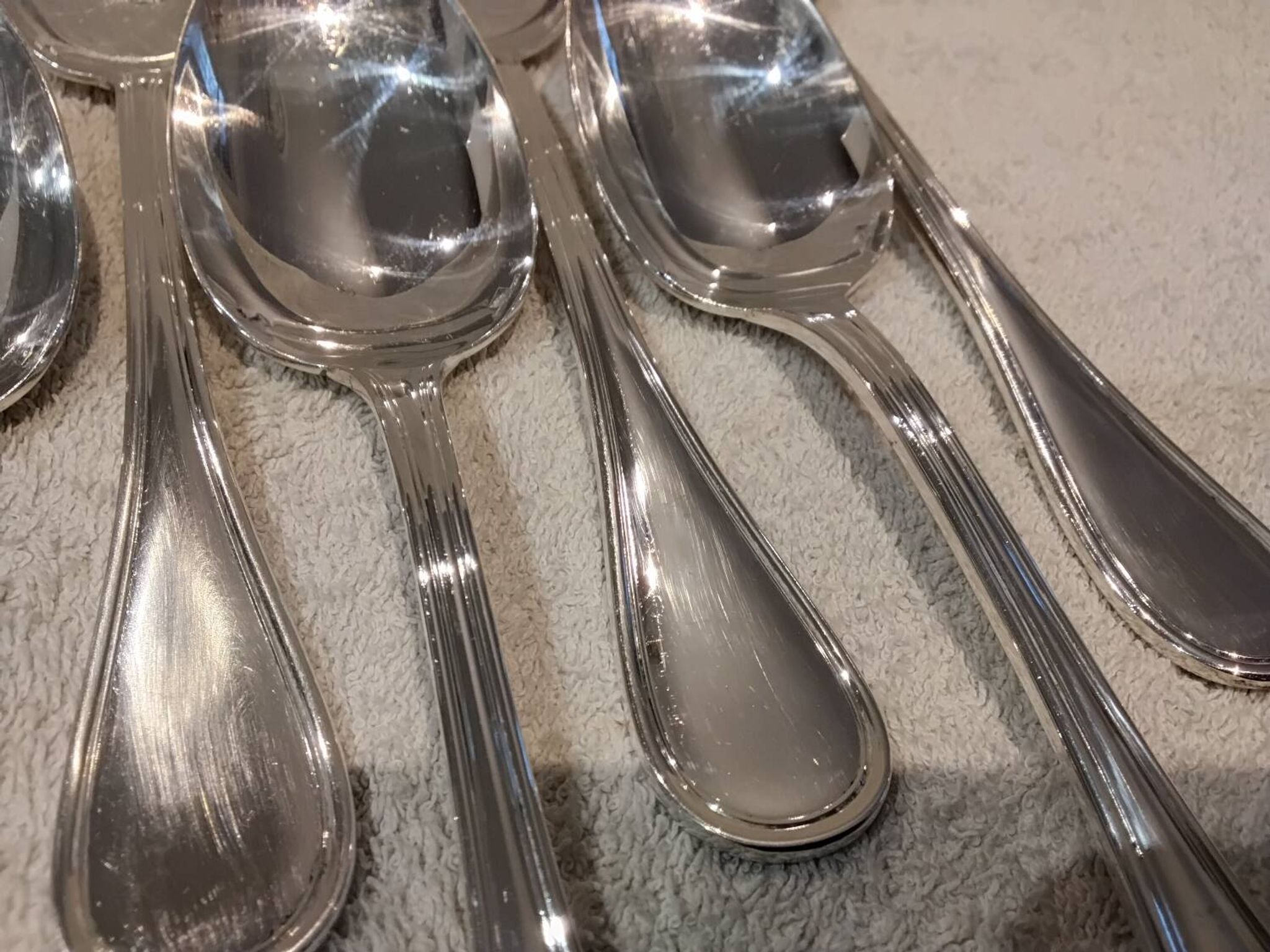 6 silver-plated soup spoons, Christofle Albi silversmith, 20.6cm