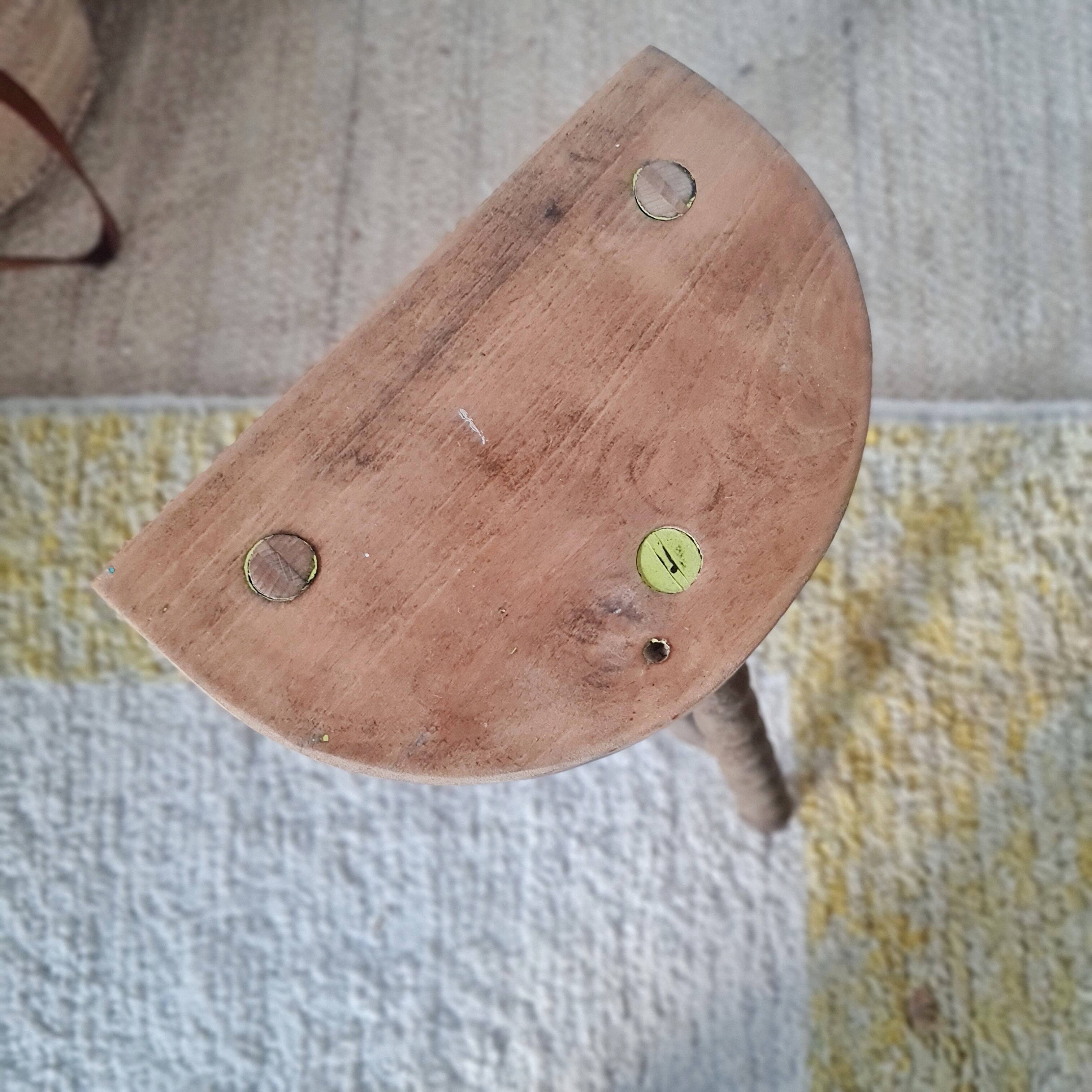 Antique wooden tripod stool - turned legs