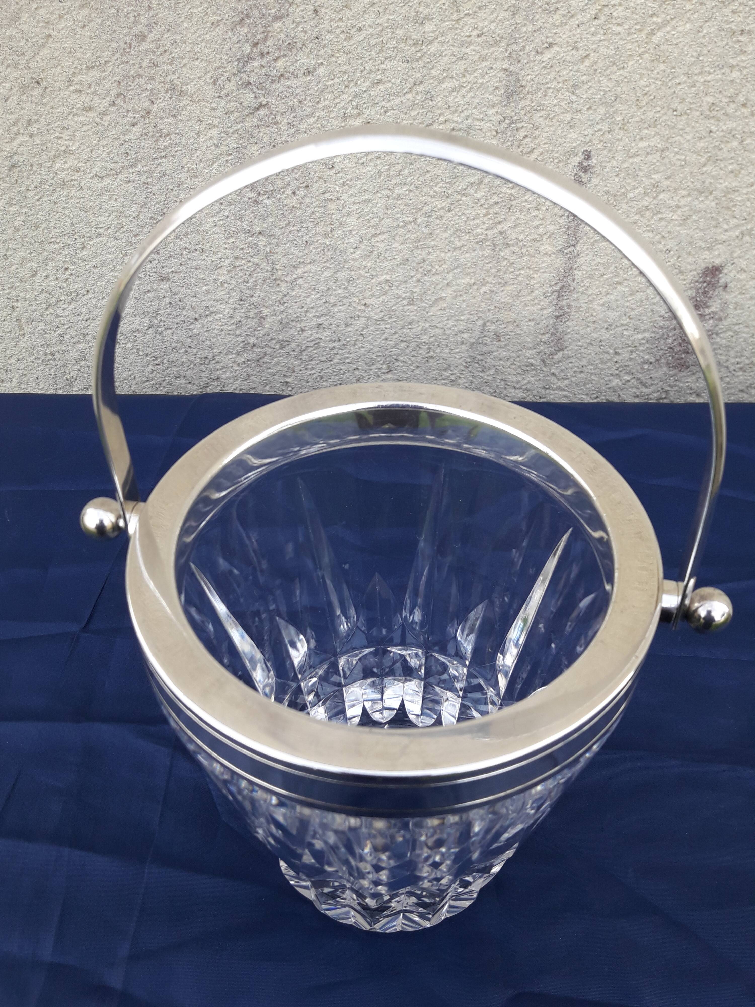 Ice bucket ice cubes signed crystal Saint Louis