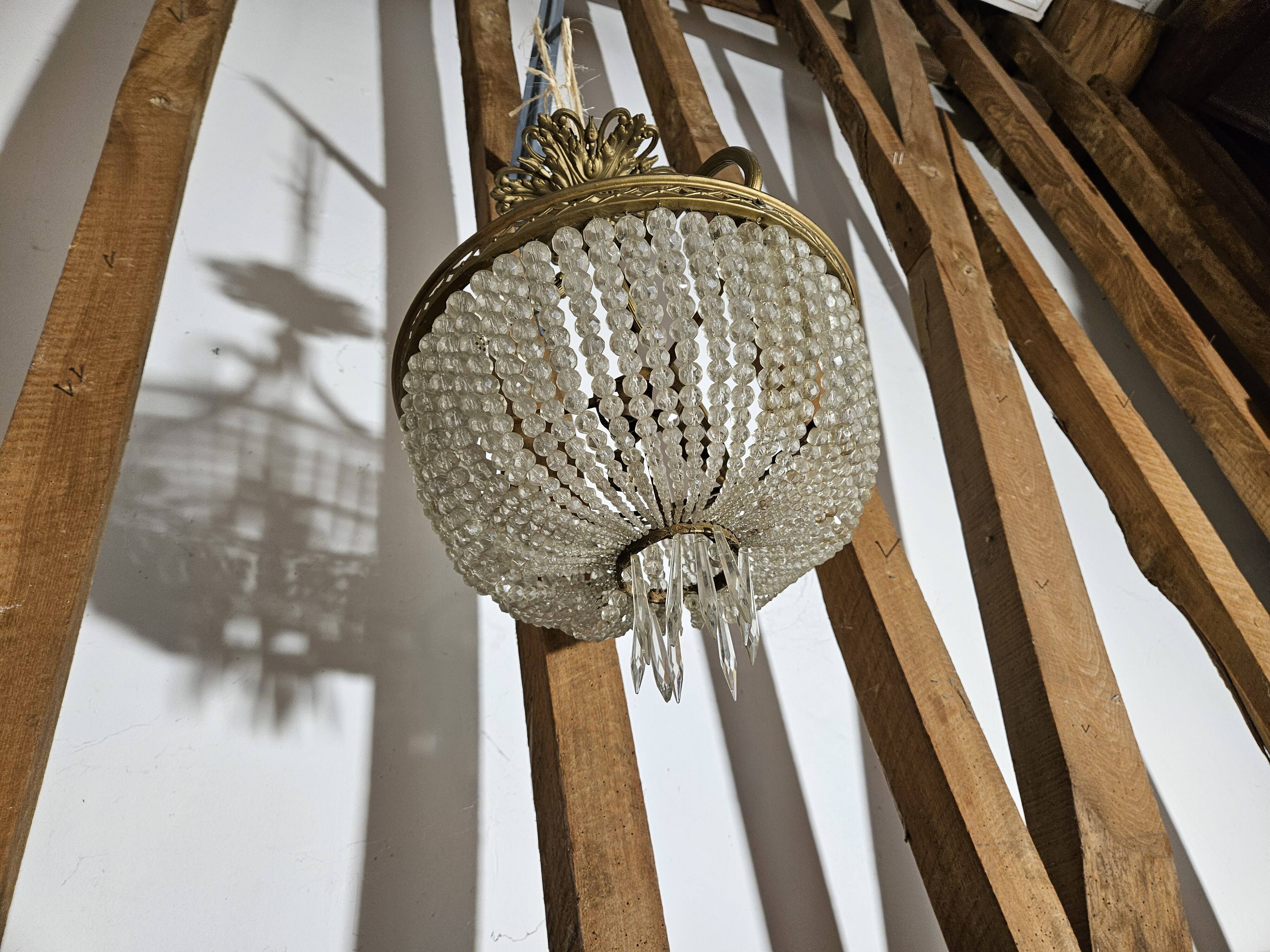 Napoleon III basket chandelier with tassels
