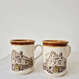 Set of 2 vintage mugs "Old English Cottage" - Staffordshire