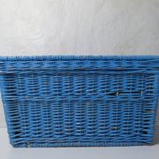 vintage blue rattan trunk chest
