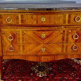 Chest of drawers with curved façade, transition style, in veneer of precious wood