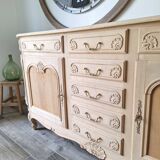 Low buffet in renovated solid cherry wood – Revisited Louis XV style – 250 cm