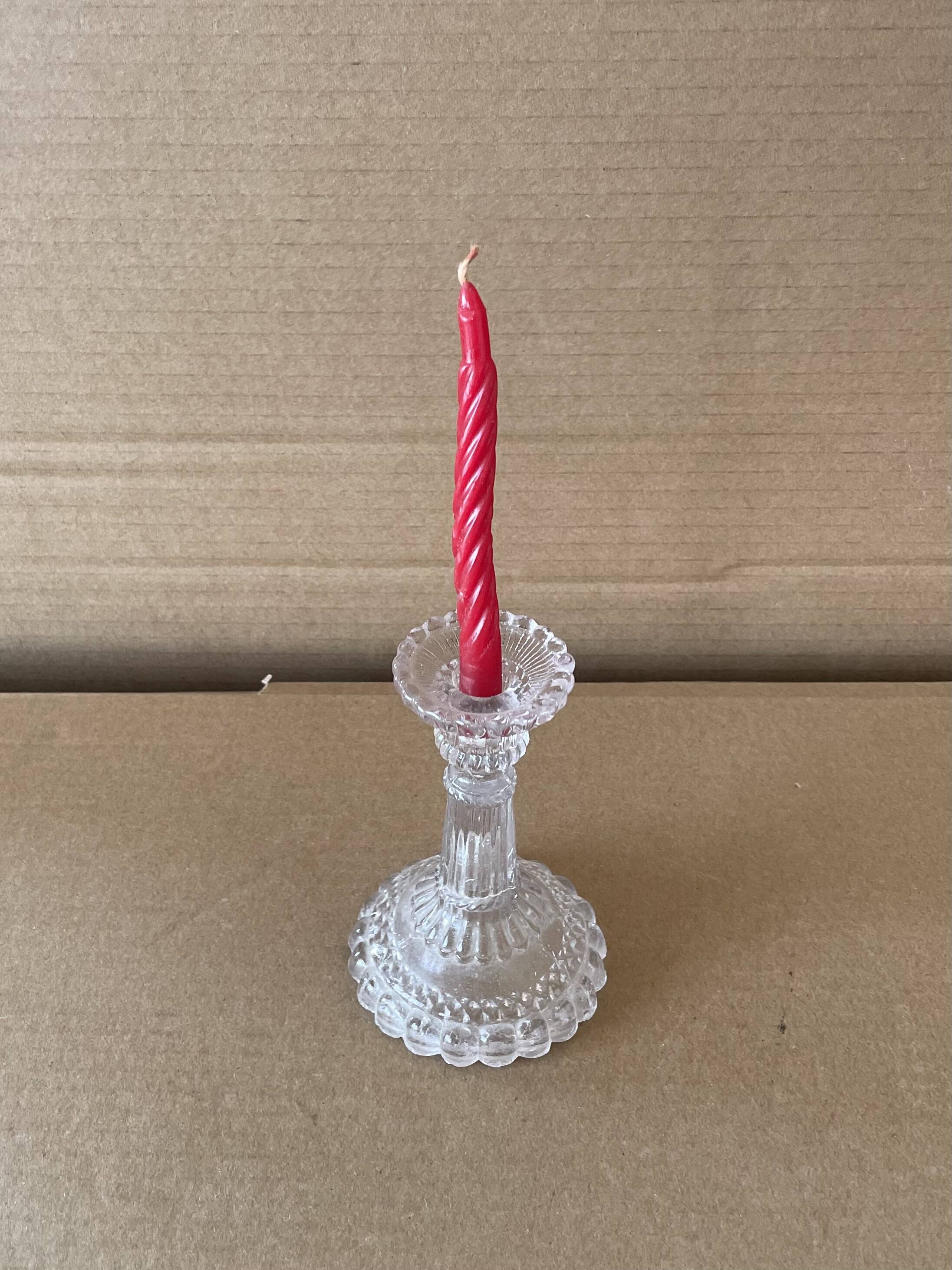 Small antique glass candle holder